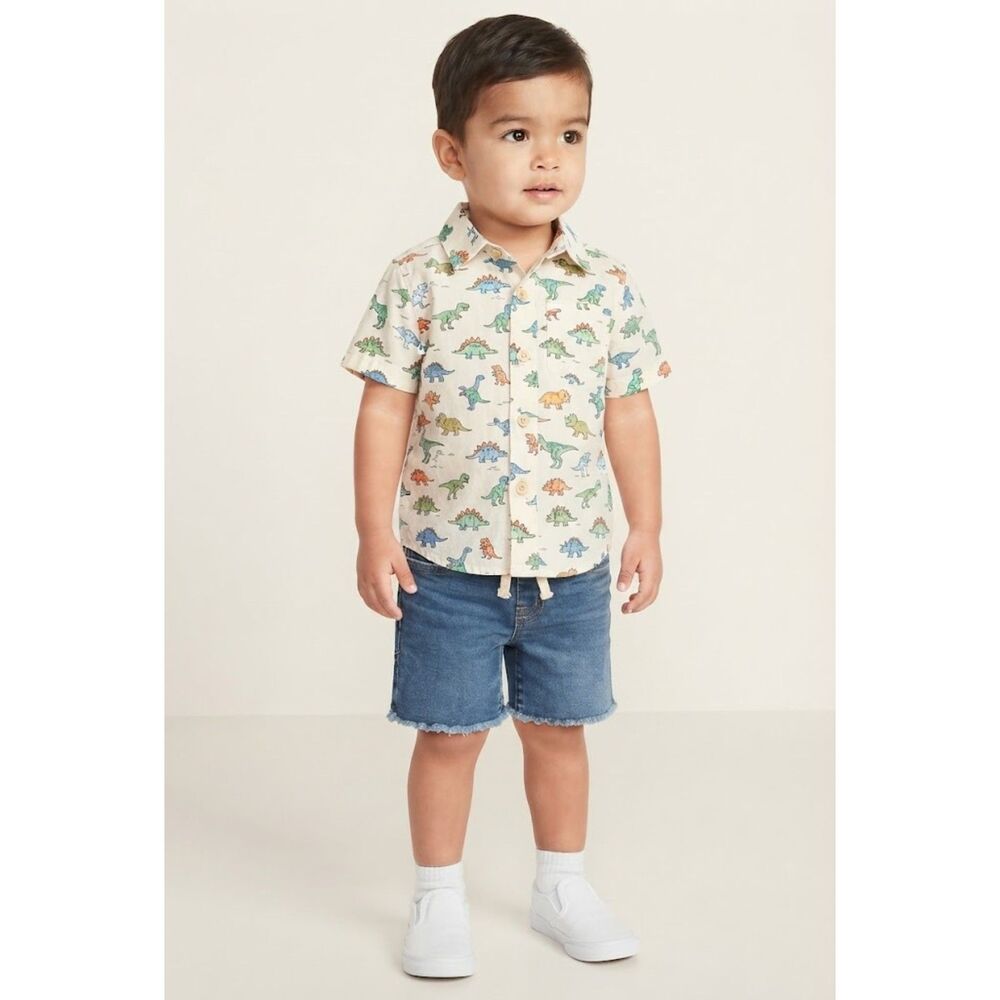 Old Navy Toddler Boys Stretch Denim Pull-On Shorts 3T Raw Hem
